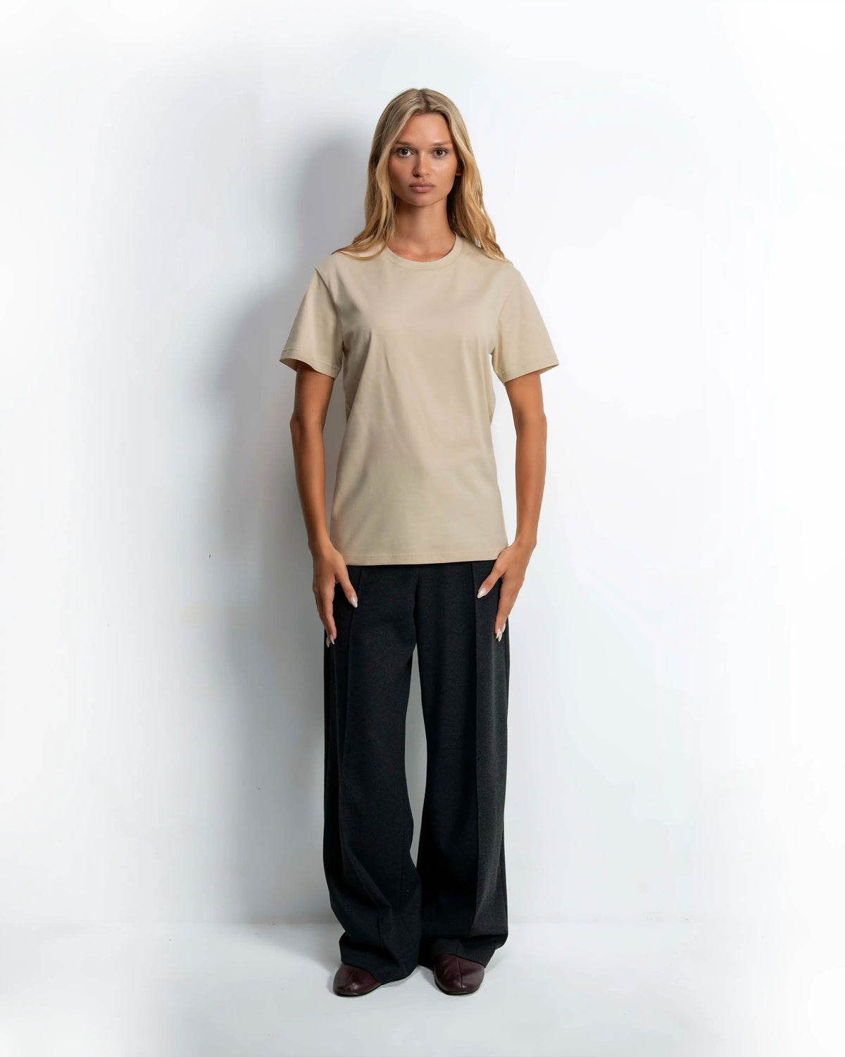 Women's  Cotton Tee Regular Fit - Beige