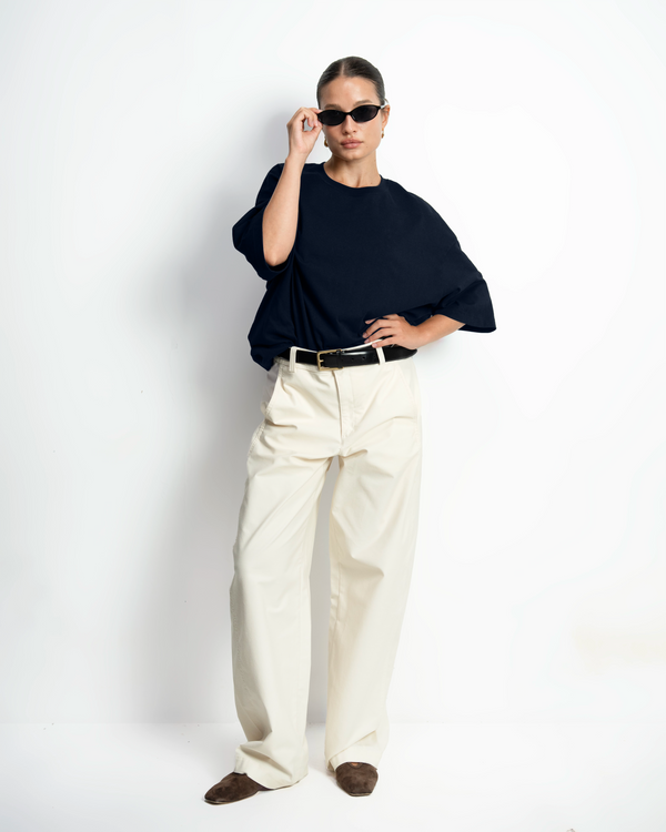 Women's  Cotton Tee Relaxed Heavyweight - Navy